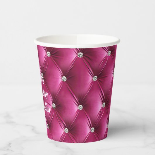 Warme Roze Faux Velvet Papieren Bekers (Links)