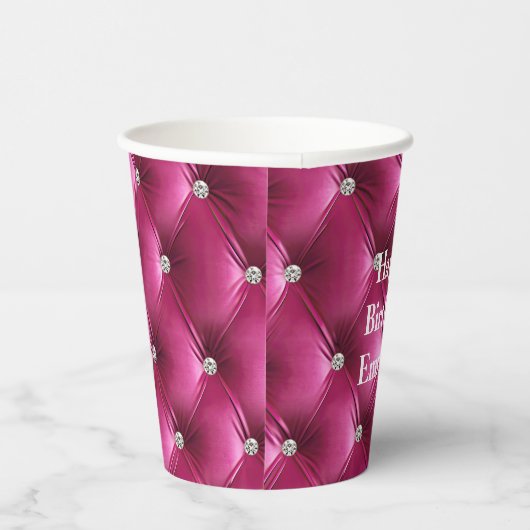 Warme Roze Faux Velvet Papieren Bekers (Rechts)