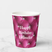 Warme Roze Faux Velvet Papieren Bekers (Voorkant)