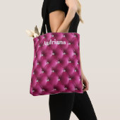 Warme Roze Faux Velvet Tote Bag (Dichtbij)