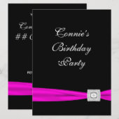 Warme Roze Fuchsia Klasse Verjaardagsfeestje Kaart (Voorkant / Achterkant)