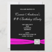 Warme Roze Fuchsia Klasse Verjaardagsfeestje Kaart (Achterkant)