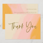 Warme roze gele pastel moderne elegante blanco bedankkaart (Voorkant / Achterkant)