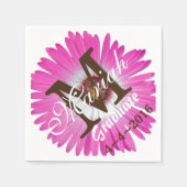 Warme Roze Gerbera Tulp Monogram Servetten (Voorkant)