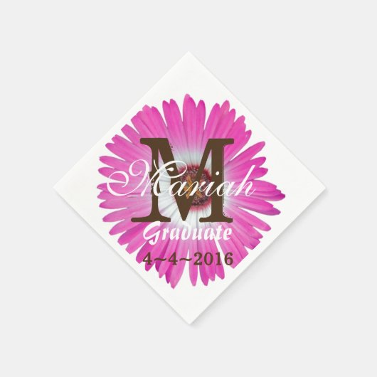 Warme Roze Gerbera Tulp Monogram Servetten (Hoek)