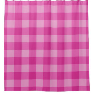 Warme Roze Geruite Vierkanten Plaid Roze Douchegordijn
