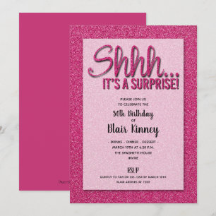 Warme roze Glitter SURPRISE Birthday Invitations