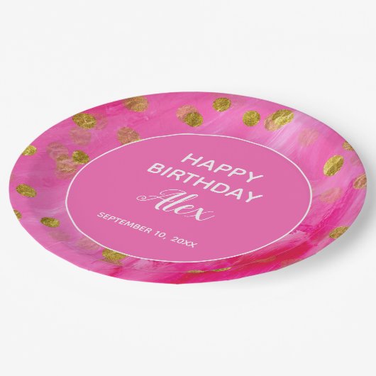 Warme roze glitter verrassingsfeest papieren bordje (Gekanteld)