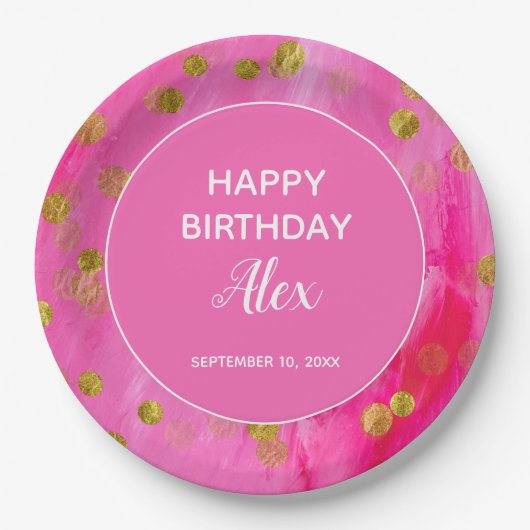 Warme roze glitter verrassingsfeest papieren bordje (Voorkant)