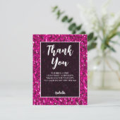 Warme roze glitters vonken Elegante Sweet 16 scrip Bedankkaart (Staand voorkant)