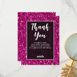 Warme roze glitters vonken Elegante Sweet 16 scrip Bedankkaart