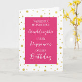 Warme Roze Gouden Stippen Kleindochter Verjaardag Kaart (Gele Bloem)