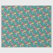 WARME ROZE KERSTMIS, FLAMINGO VERPAKKINGSPAPIER CADEAUPAPIER (Vlak)