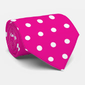 Warme Roze Kleur met Klassieke Stippen Stropdas (Opgerold)