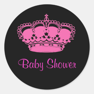 Warme Roze Kroonprinses Baby Shower Stickers