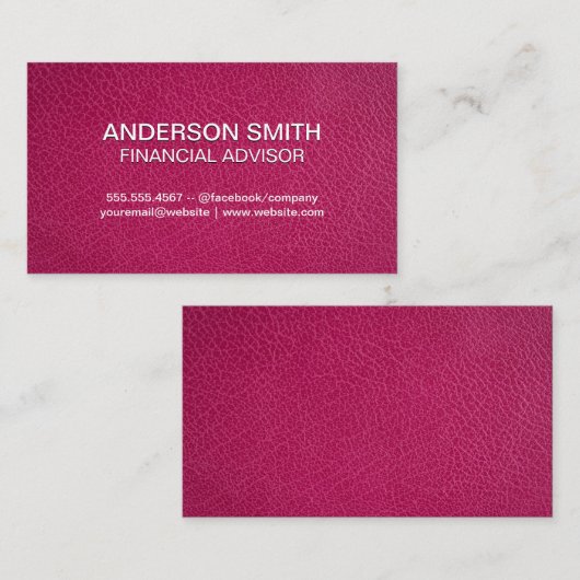 Warme Roze Leren Achtergrond Visitekaartje (Voorkant / Achterkant)
