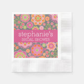 Warme Roze & Lichte Groene Bloemen - Bruidsdiner Servetten (Voorkant)