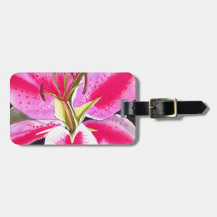 Warme roze Lily Tenerife pop waterverf Bagagelabel
