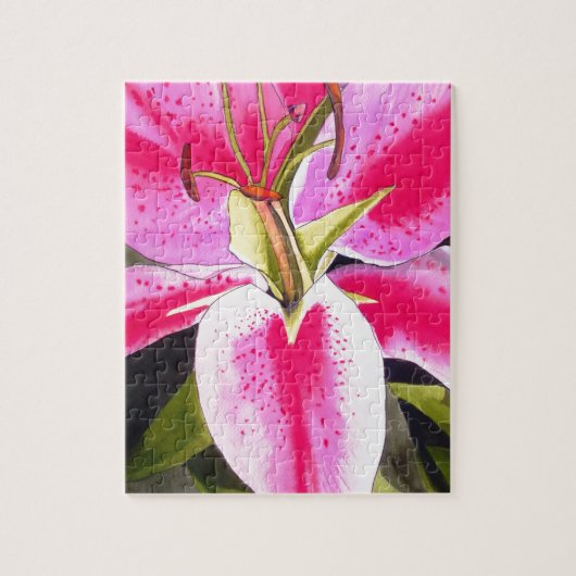 Warme roze Lily Tenerife pop waterverf Legpuzzel (Verticaal)
