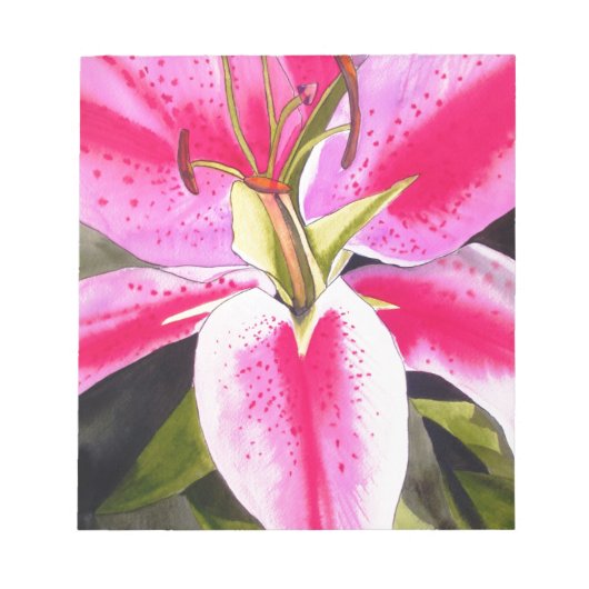 Warme roze Lily Tenerife pop waterverf Notitieblok (Voorkant)