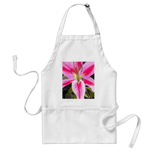 Warme roze Lily Tenerife pop waterverf Standaard Schort (Voorkant)
