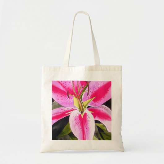 Warme roze Lily Tenerife pop waterverf Tote Bag (Voorkant)