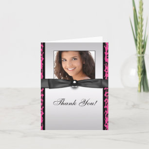 Warme Roze Luipaard Foto Bedankkaartjes Bedankkaart