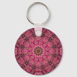 Warme Roze Mandala Geometrisch Ontwerp Sleutelhanger