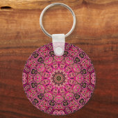 Warme Roze Mandala Geometrisch Ontwerp Sleutelhanger (Voorkant)