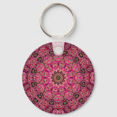 Warme Roze Mandala Geometrisch Ontwerp Sleutelhanger (Achterkant)