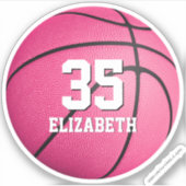 warme roze meiden basketbal gepersonaliseerd in ee sticker (Voorkant)