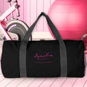 Warme Roze Monogram Moderne Meisjes Script Naam Plunjezak