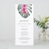 Warme roze orchideeën op het Monstera Tropical Wed Menu (Staand voorkant)