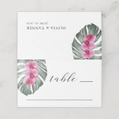 Warme roze orchideeën op het Monstera Tropical Wed Plaatskaartje (Buitenkant ongevouwen)