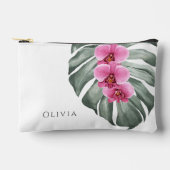 Warme roze orchideeën op Monstera Tropische Floral Etui (Voorkant)
