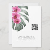 Warme Roze Orchideeën Tropische Bruiloft QR-code Kaart (Achterkant)