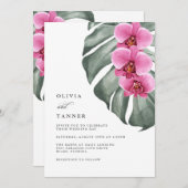 Warme Roze Orchideeën Tropische Bruiloft QR-code Kaart (Voorkant / Achterkant)