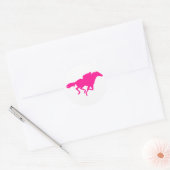 Warme roze paardenraces; racepaarden ronde sticker (Envelop)