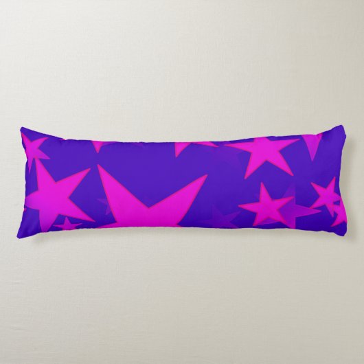 Warme roze sterren + Blauwe Lichaamslang Lichaamskussen (Voorkant)