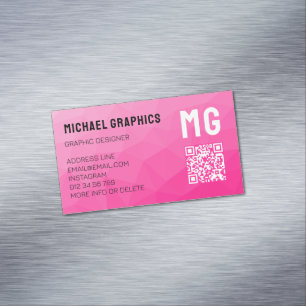 Warme roze verloop geometrisch mesh patroon QR cod Magnetisch Visitekaartje