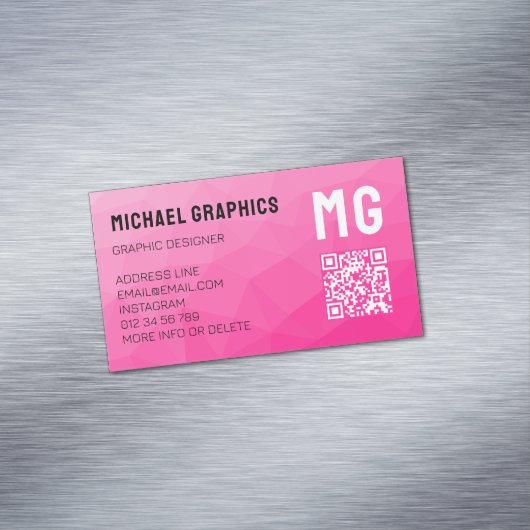 Warme roze verloop geometrisch mesh patroon QR cod Magnetisch Visitekaartje (Voorbeeld)