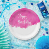 Warme roze Waterverf Monster verf Birthday Papieren Bordje (Feest)