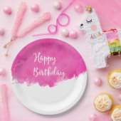 Warme roze Waterverf Monster verf Birthday Papieren Bordje (Feest)