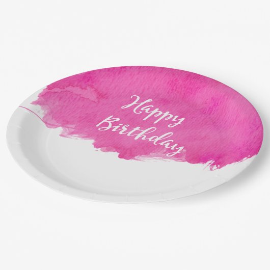Warme roze Waterverf Monster verf Birthday Papieren Bordje (Gekanteld)