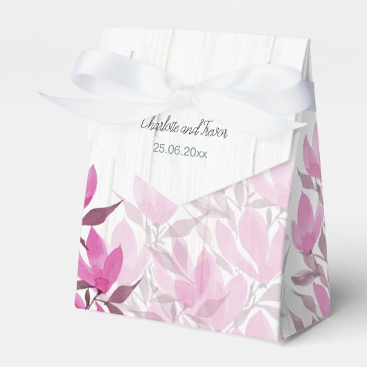 Warme Roze Wildflowers Waterverf Handgeschilderd Bedankdoosjes (Voorkant Zijde)