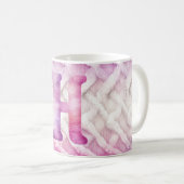 Warme roze witte Paarse letter H Koffiemok (Voorkant rechts)