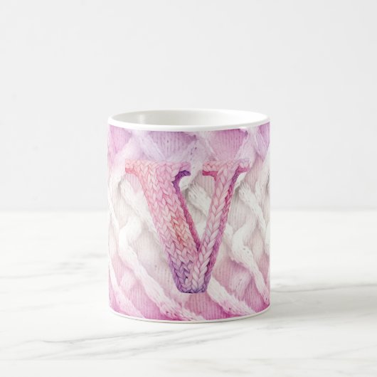 Warme roze witte Paarse letter u Koffiemok (Center)