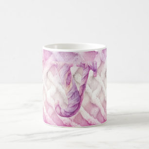 Warme roze witte Paarse letter Y Koffiemok