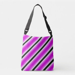 Warme Roze Zwarte en Witte Strepen Crossbody Tas