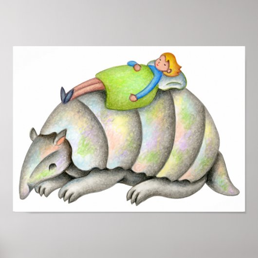 Warme rug van een gordeldier. poster (Voorkant)